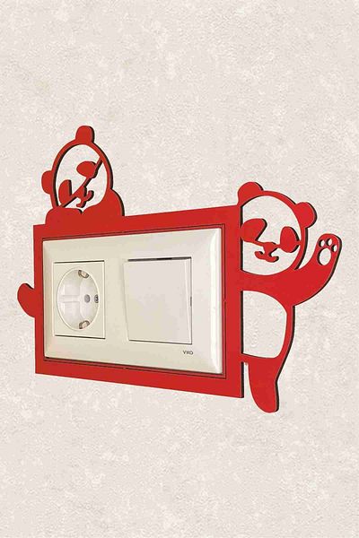 BLgrup 2119-k Laser Cut Wooden Switch Socket Frame Red Double Panda