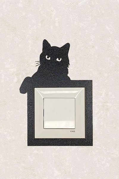 BLgrup 2124-black Laser Cut Decorative Wooden Switch Socket Frame Single Angry Cat