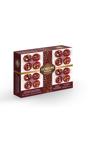 Lokum Atölyesi 350g Pomegranate Flavored and Pistachio Turkish Delight