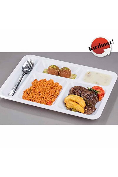 GastroPlast 40 Adet Kırılmaz Tabldot Tabak, Self Servis, Yemekhane, Okul, 5 B...