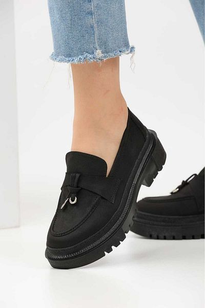 StWenn Suede Black Γυναικείο Loafer - Παπούτσια μοκασίνι με χοντρή σόλα