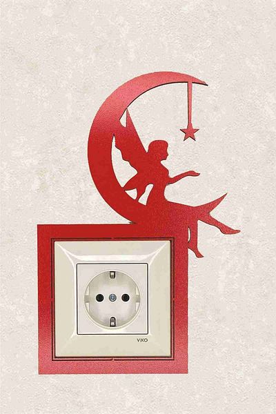 BLgrup 2123-k Laser Cut Wooden Switch Socket Frame Red Single Moon Fairy