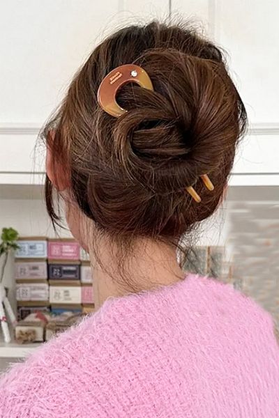 Modex Handmade Single Stone Bone Hair Clip for France - 11 Cm