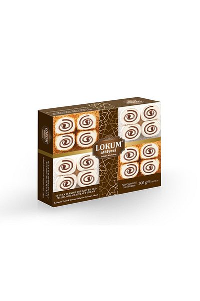 Lokum Atölyesi Sultan Turkish Delight - 300g Hazelnut Cream Filled with Cocoa