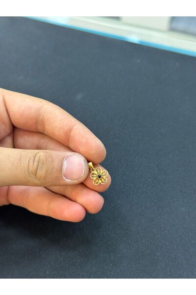 ahes kuyumculuk 14 Ayar Altın Mardin İşi Telkari Menekşe Kolye Ucu