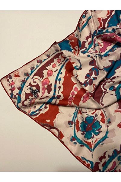 İpekhan Ebru Pattern Thin Cotton Scarf