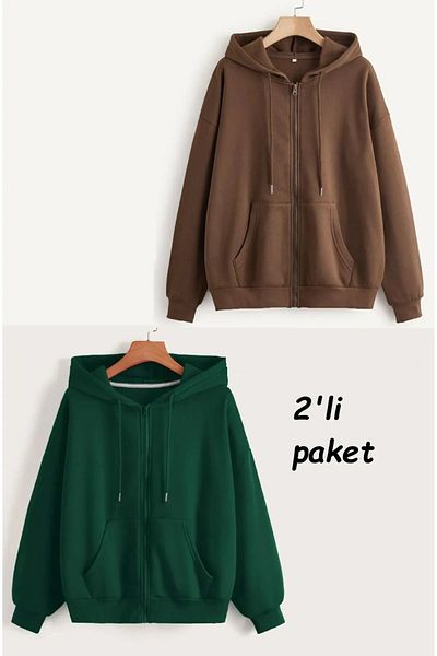 DAXİS Sportwear Company DAXİS Unisex Φούτερ με κουκούλα με φερμουάρ Σετ 2 τεμαχίων