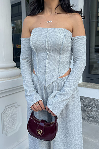 Seda Yalçın Atelier Σετ μπλούζα και παντελόνι σε γκρι ώμους