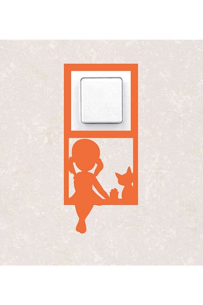 BLgrup 2111-t Laser Cut Wooden Switch Socket Frame Orange Single Kids Room