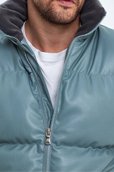 Weyeze Δερμάτινο παλτό με όρθιο γιακά AF-K50641PRM