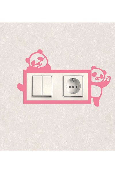 BLgrup 2119-p Laser Cut Wooden Switch Socket Frame Pink Double Panda
