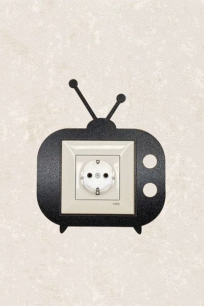 BLgrup 2127 Laser Cut Wooden Switch Socket Frame Black Single TV Room
