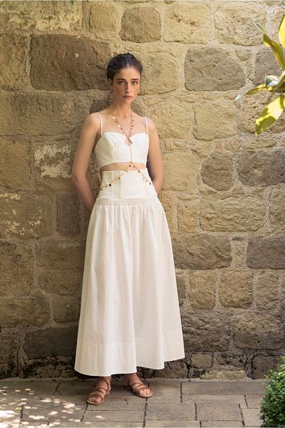 Exquise Midi Length Cotton Skirt