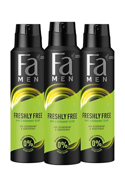 Fa Freshly Free Nane & Bergamot Deosprey 150 ml x3 Set – 48 Saat Ferahlık, Le...