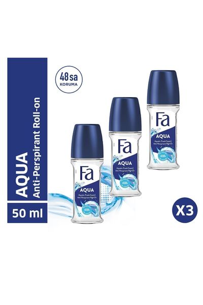 Fa Aqua Roll-On 50 ml Deodorant - 3 Adet 48 Saat Kalıcı Okyanus Ferahlığı