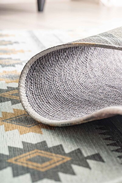 Oriente Home Scandinavian Patterned Multicolor Washable Non-Slip Base Chenille Hallway Living Room Kitchen Carpet 7822