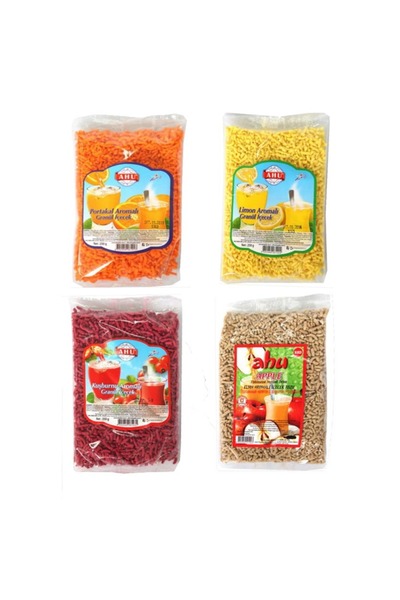 AHU Elma-Kuşburnu-Limon-Portakal Aromalı Granül İçecek 4'lü Paket- 250 gr x 4 Adet