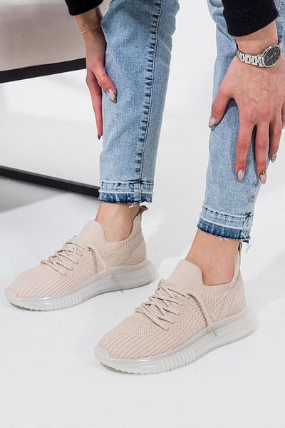İnan Ayakkabı Tricotaj de damă de culoare bej - Design casual