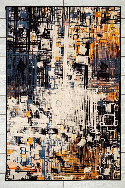 Oriente Home Modern Desenli Multirenk Yıkanabilir Kaymaz Taban Kadife Halı 7198