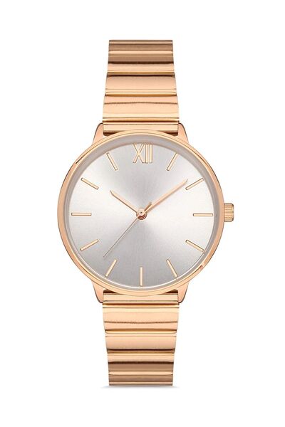 ÇENÇEN Yuvarlak Kasa Gümüş Kadran Rose Gold Kordon Kadın Kol Saati