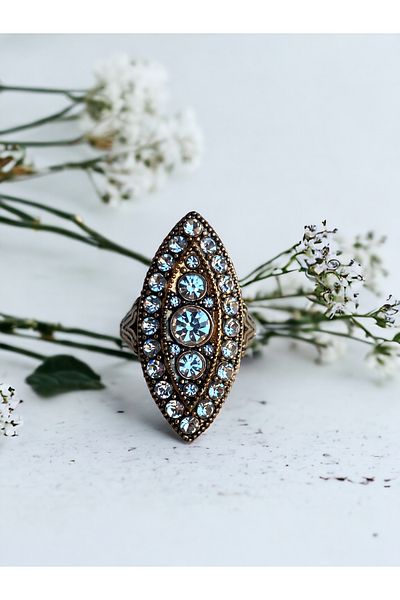 FAYRA ACCESSORIES Shuttle Ring - Zircon Stone Diamond Mounted