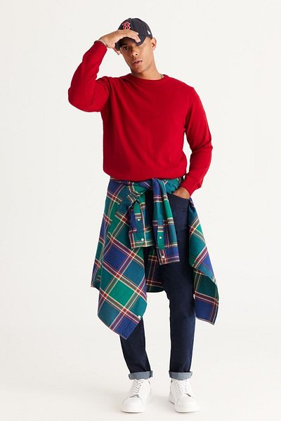 ALTINYILDIZ CLASSICS Men's Red Anti-Pilling Knitwear Sweater - Crew Neck, Standard Fit