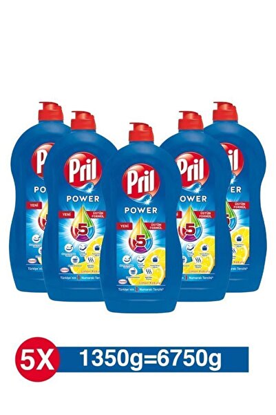 Pril Elde Yıkama Sıvı Bulaşık Deterjanı 5x1350g Limon 5 Etki - Kendinden Yağ ...