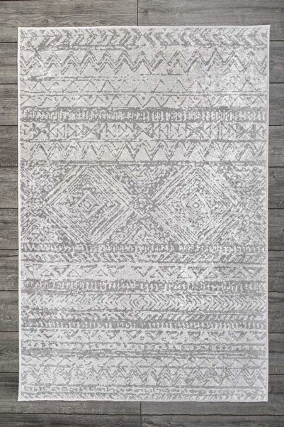 Oriente Home Iskandinav Desenli Gri Kadife Halı Yıkanabilir Kaymaz Taban Yoll...