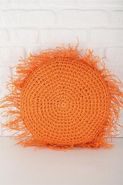 ANJEAHOME 45X45 cm Simra Throw Pillow Cover - Paper Thread Hand Knitted