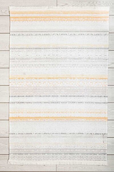 Oriente Home Soft Patterned Runner Yellow Washable Woven Carpet Fringed Non-Slip Base Chenille Hallway Carpet 7947