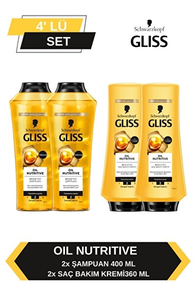 Gliss 400ml X 2 Oil Nutritive Shampoo + 360ml X 2 Conditioner