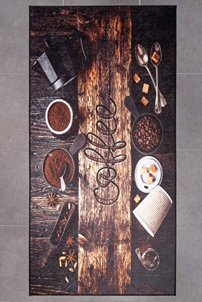 Oriente Home Figürlü Kahverengi Kaymaz Taban Dijital Baskı Yıkanabilir Kadife...