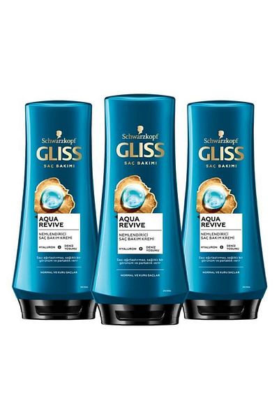 Gliss Aqua Revive - 360 ml x 3 Pieces Moisturizing Conditioner with Hyaluron and Seaweed