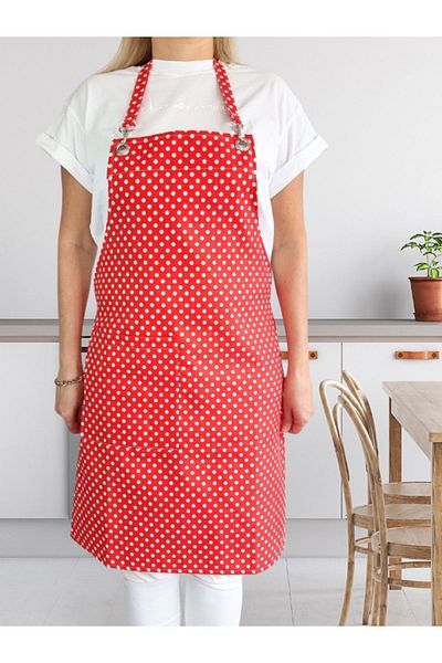 Enoteks Waterproof Kitchen Apron with Pockets Red