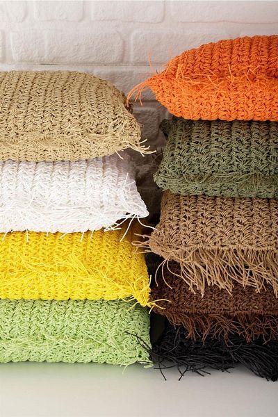 ANJEAHOME 45X45 cm Tansen Throw Pillow Cover - Paper Thread Hand Knitted