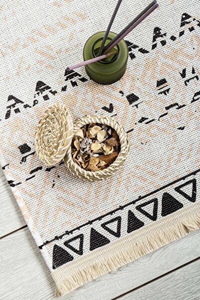 Oriente Home Nordic Runner Black Cream Chenille Hallway Carpet Washable Woven Carpet Fringed Non-Slip Base 7972