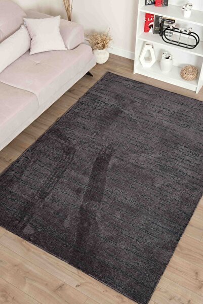 Lorente Home Moreno Viskon Dokuma Halı Kaymaz Taban Yıkanabilir Antrasit Koridor Halısı 1170