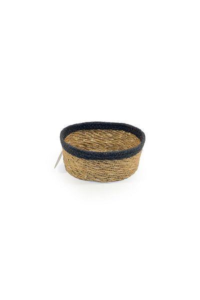 sever ithalat Black Wicker Knitted - Oval Shape Basket, 20 cm Width, 11 Height, 10 cm