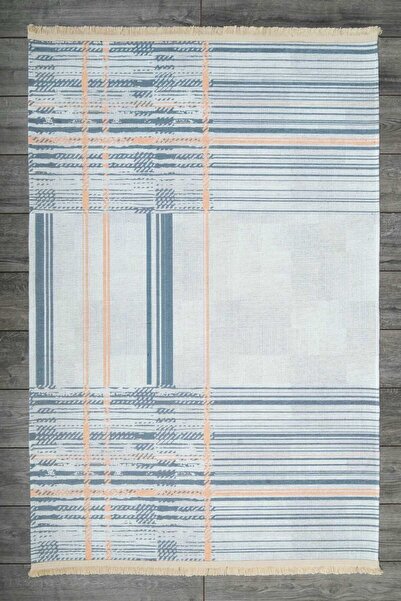 Oriente Home Bohemian Patterned Gray Blue Beige Runner Washable Entrance Chenille Hallway Carpet 7555