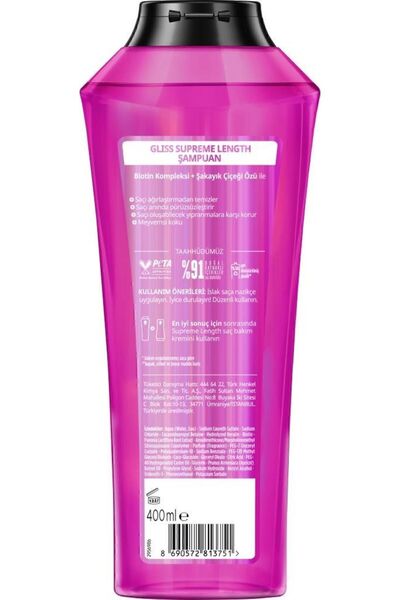 Gliss Supreme Length Uzun Saçlara Özel Şampuan 400 ml x 4 Adet
