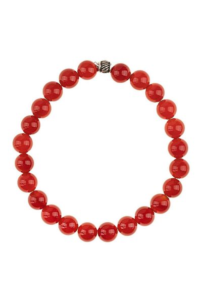 Zeynep Büyükbay 8mm Sphere Cut Red Agate Natural Stone Bracelet