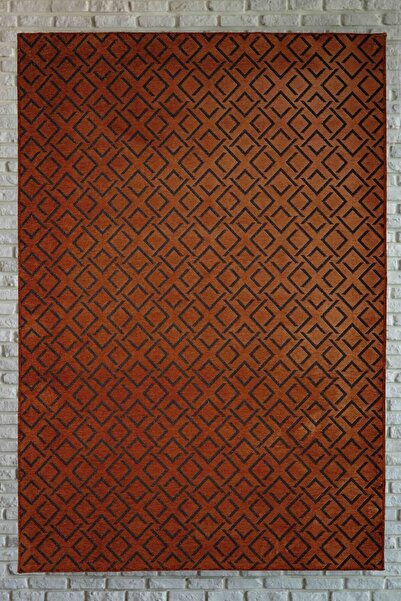 Lorente Home Moreno Viskon Dokuma Halı Kaymaz Taban Yıkanabilir Kiremit Antra...