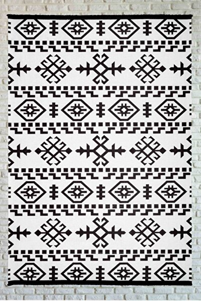 Oriente Home İskandinav Desenli Siyah Beyaz Yıkanabilir Kaymaz Taban Şönil Ha...