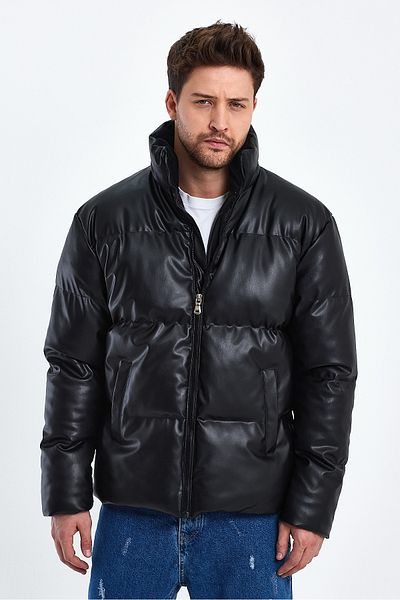 Weyeze Stand Collar Leather Puffer Jacket Af-K50641Prm