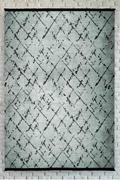 Oriente Home Çizgisel Desenli Gri Siyah Yıkanabilir Kaymaz Taban Şönil Halı 7705