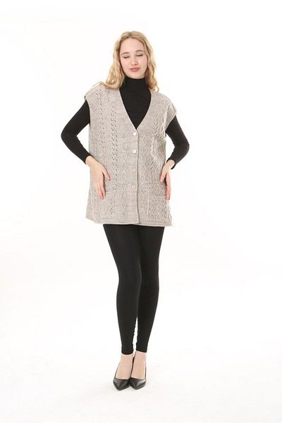 Lamierra Knitwear Large Size Wool Vest