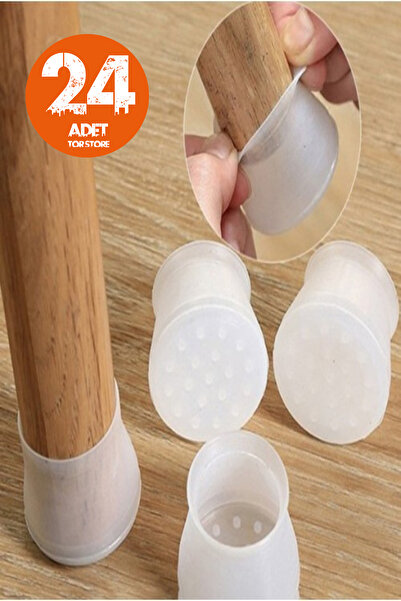 Tor Store 24'lü Set Masa ve Sandalye Ayak Zemin Koruyucu Kayma Önleyici Silikon Kılıf Tabanlık