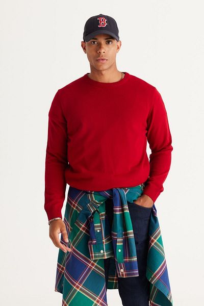 ALTINYILDIZ CLASSICS Men's Red Anti-Pilling Knitwear Sweater - Crew Neck, Standard Fit