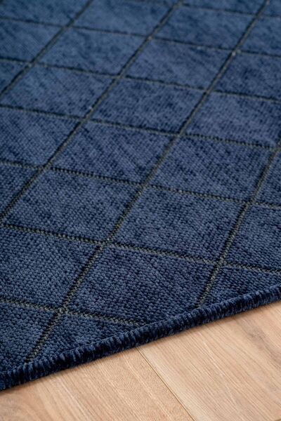 Lorente Home Moreno Viskon Dokuma Halı Kaymaz Taban Yıkanabilir Lacivert Salon Halısı 1264