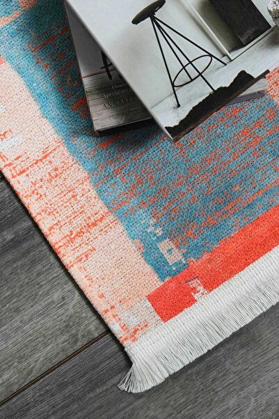 Oriente Home Bohemian Patterned Powder Beige Runner Washable Entrance Chenille Hallway Carpet 7597